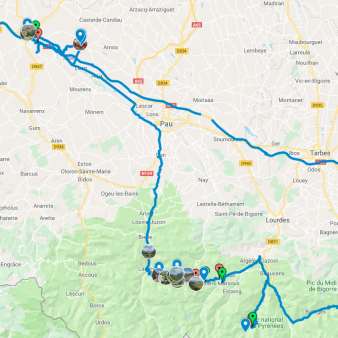 Übersichtskarte Anfahrt Pyrenäen / Overview map approach pyrenees